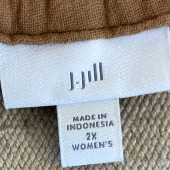 J.Jill Brown Plus-Size Gauze Cotton Summer Casual Pull-On Pants Sz 2x - Picture 5 of 7